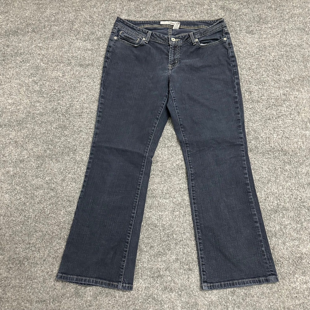 Chico's Platinum Jeans Womens Size 1 Short Dark Wash Blue Bootcut Stretch Denim